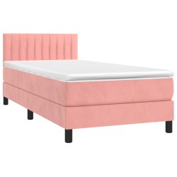 Boxspringbett mit Matratze & LED Rosa 100x200 cm Samt