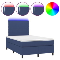 Boxspringbett mit Matratze & LED Blau 120x200 cm Stoff