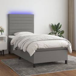 Boxspringbett mit Matratze & LED Dunkelgrau 80x200 cm Stoff