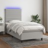 Boxspringbett mit Matratze & LED Hellgrau 90x200 cm Stoff