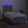 Boxspringbett mit Matratze & LED Hellgrau 100x200 cm Stoff