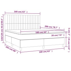 Boxspringbett mit Matratze & LED Schwarz 160x200 cm Stoff