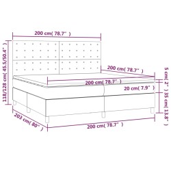 Boxspringbett mit Matratze & LED Blau 200x200 cm Stoff