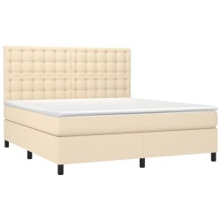 Boxspringbett mit Matratze & LED Creme 160x200 cm Stoff