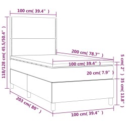 Boxspringbett mit Matratze & LED Dunkelbraun 100x200 cm Stoff