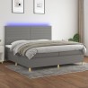 Boxspringbett mit Matratze & LED Dunkelgrau 200x200 cm Stoff