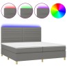 Boxspringbett mit Matratze & LED Dunkelgrau 200x200 cm Stoff