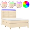 Boxspringbett mit Matratze & LED Creme 140x200 cm Stoff