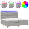 Boxspringbett mit Matratze & LED Hellgrau 200x200 cm Stoff