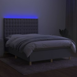 Boxspringbett mit Matratze & LED Hellgrau 140x200 cm Stoff