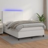 Boxspringbett mit Matratze & LED Weiß 140x200 cm Kunstleder