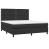 Boxspringbett mit Matratze & LED Schwarz 160x200 cm Kunstleder