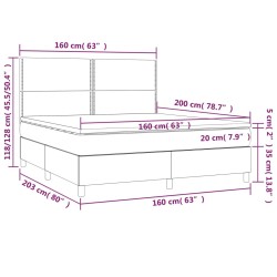 Boxspringbett mit Matratze & LED Schwarz 160x200 cm Kunstleder