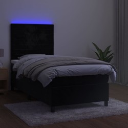 Boxspringbett mit Matratze & LED Schwarz 90x190 cm Samt