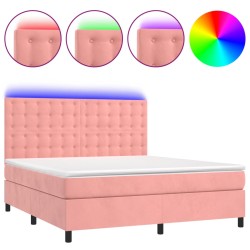 Boxspringbett mit Matratze & LED Rosa 180x200 cm Samt