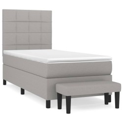 Boxspringbett mit Matratze Hellgrau 90x190 cm Stoff