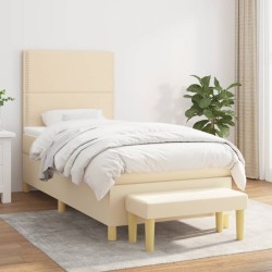 Boxspringbett mit Matratze Creme 90x190 cm Stoff