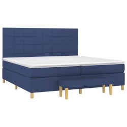 Boxspringbett mit Matratze Blau 200x200 cm Stoff