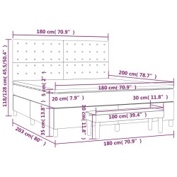 Boxspringbett mit Matratze Grau 180x200 cm Kunstleder