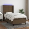 Boxspringbett mit Matratze & LED Dunkelbraun 90x190 cm Stoff