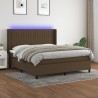 Boxspringbett mit Matratze & LED Dunkelbraun 160x200 cm Stoff