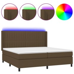 Boxspringbett mit Matratze & LED Dunkelbraun 200x200 cm Stoff