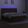 Boxspringbett mit Matratze & LED Dunkelbraun 200x200 cm Stoff