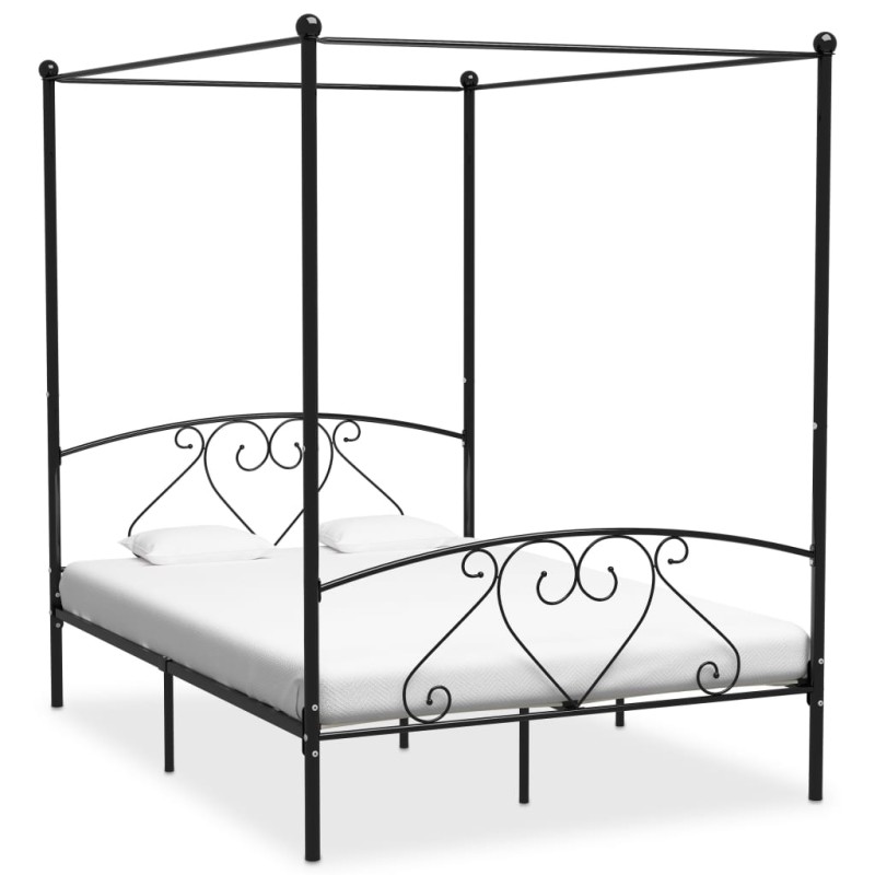 Himmelbett-Gestell Schwarz Metall 160 x 200 cm