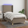 Boxspringbett mit Matratze & LED Taupe 90x200 cm Stoff