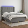 Boxspringbett mit Matratze & LED Dunkelgrau 140x190 cm Stoff