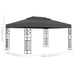 Pavillon mit Doppeldach 3x4 m Anthrazit