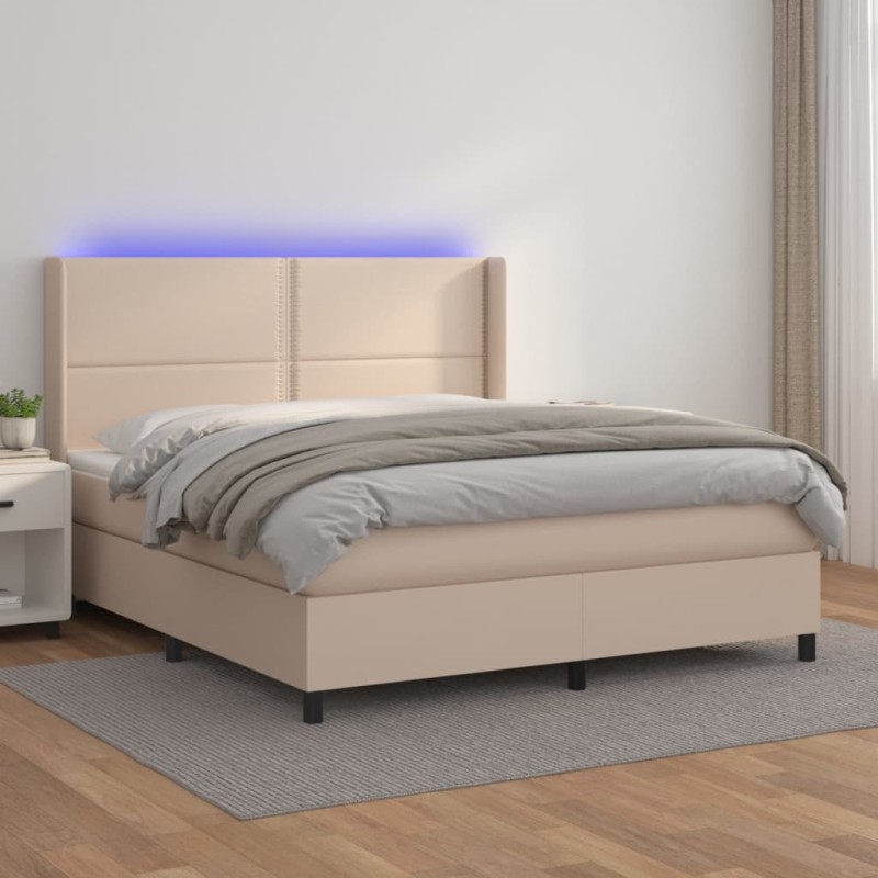 Boxspringbett mit Matratze & LED Cappuccino-Braun 160x200cm