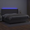 Boxspringbett mit Matratze & LED Grau 200x200 cm Kunstleder