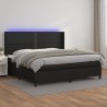 Boxspringbett mit Matratze & LED Schwarz 200x200 cm Kunstleder