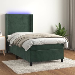 Boxspringbett mit Matratze & LED Dunkelgrün 80x200 cm Samt