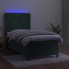 Boxspringbett mit Matratze & LED Dunkelgrün 80x200 cm Samt