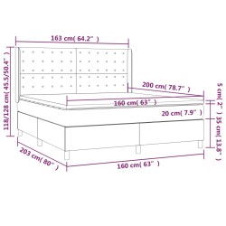 Boxspringbett mit Matratze & LED Hellgrau 160x200 cm Samt