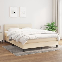 Boxspringbett mit Matratze Creme 140x190 cm Stoff