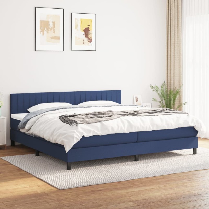 Boxspringbett mit Matratze Blau 200x200 cm Stoff