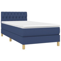 Boxspringbett mit Matratze Blau 90x200 cm Stoff