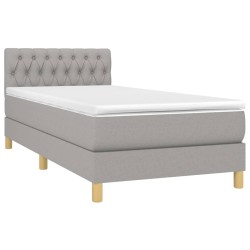 Boxspringbett mit Matratze Hellgrau 100x200 cm Stoff