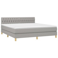 Boxspringbett mit Matratze Hellgrau 180x200 cm Stoff