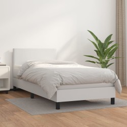 Boxspringbett mit Matratze Weiß 100x200 cm Kunstleder