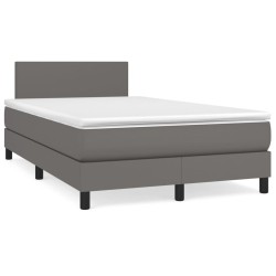 Boxspringbett mit Matratze Grau 120x200 cm Kunstleder