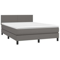 Boxspringbett mit Matratze Grau 140x200 cm Kunstleder