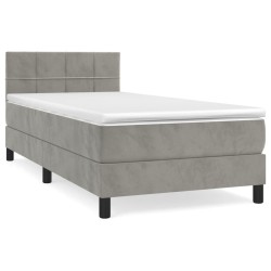 Boxspringbett mit Matratze Hellgrau 80x200 cm Samt