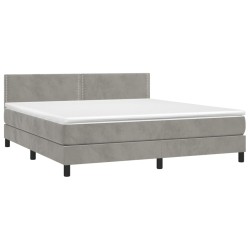 Boxspringbett mit Matratze Hellgrau 180x200 cm Samt