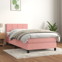 Boxspringbett mit Matratze Rosa 80x200 cm Samt