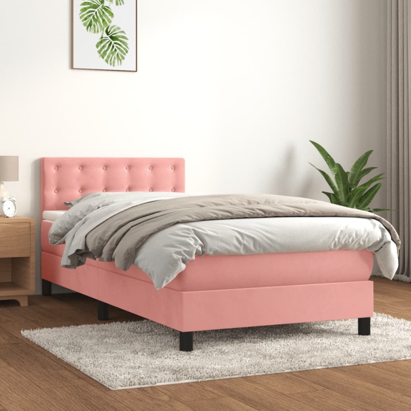 Boxspringbett mit Matratze Rosa 100x200 cm Samt