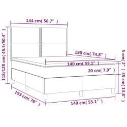 Boxspringbett mit Matratze Blau 140x190 cm Stoff